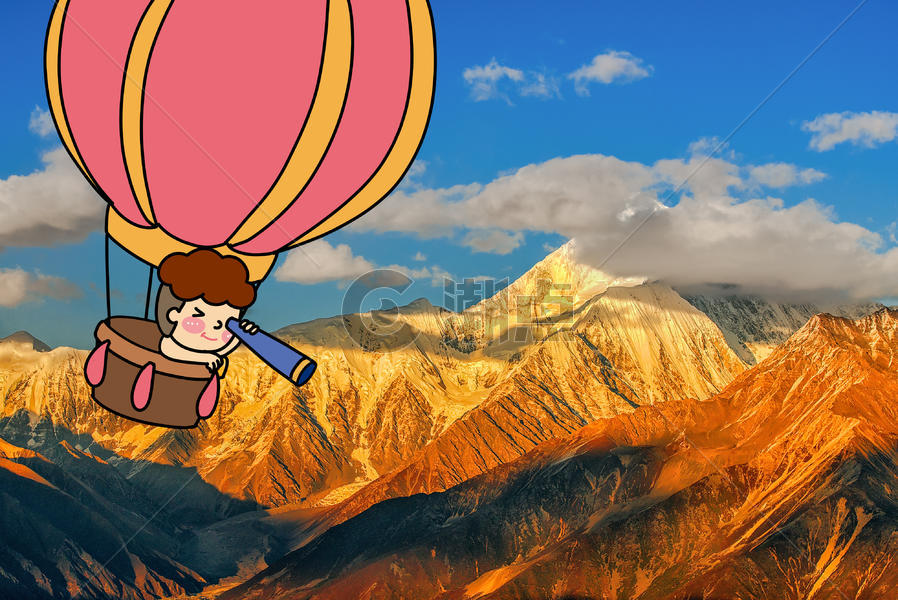 热气球旅行创意摄影插画图片素材免费下载