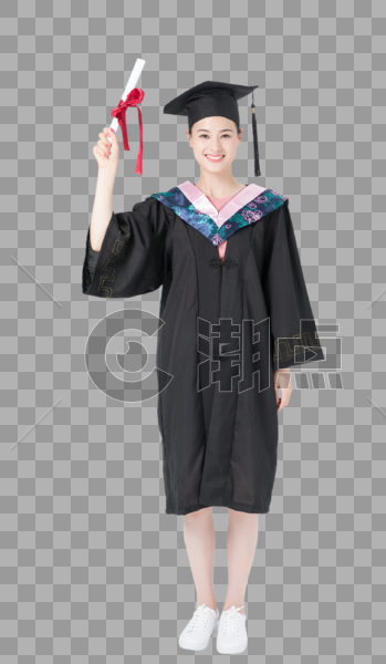 女性大学生毕业手持荣誉证书图片素材免费下载