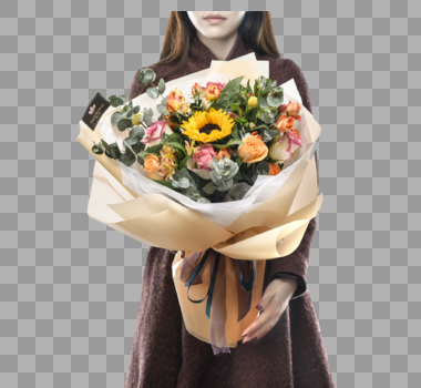 抱鲜花的美女图片素材免费下载