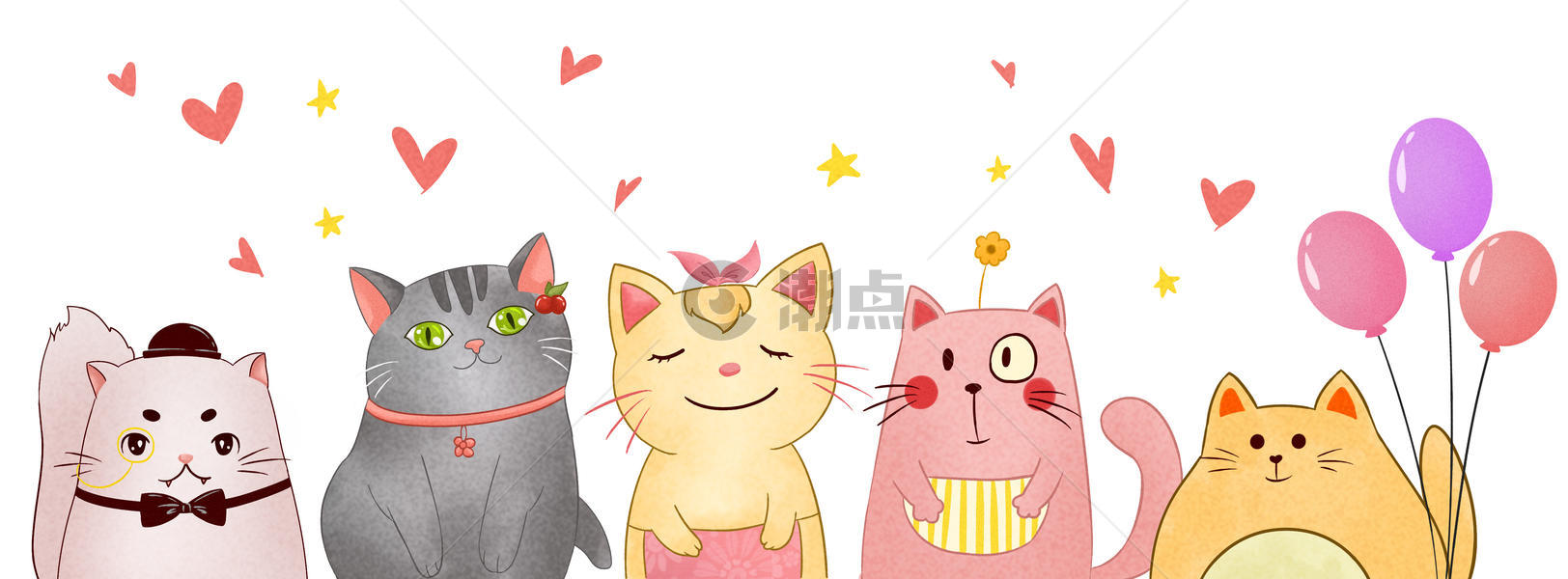 手绘可爱猫咪图片素材免费下载