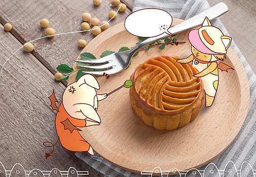 中秋月饼卡通兔子创意配图图片素材免费下载