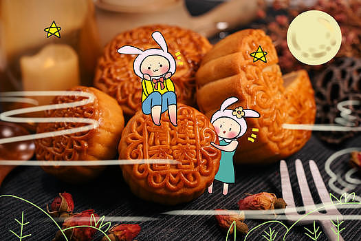 可爱中秋月饼配图图片素材免费下载