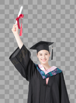 女性大学生毕业手持荣誉证书1099*1472PX图片素材