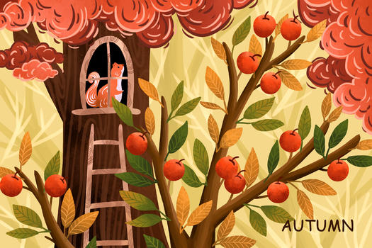秋天松鼠与浆果图片素材免费下载