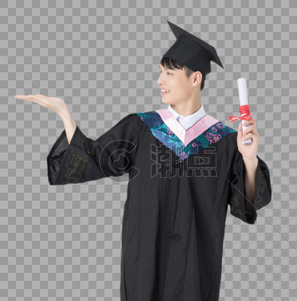 大学生毕业男性教育人像手举毕业证书图片素材免费下载