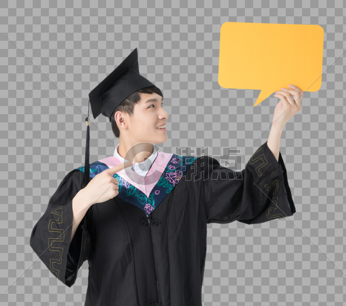 大学生毕业男性手持对话框图片素材免费下载