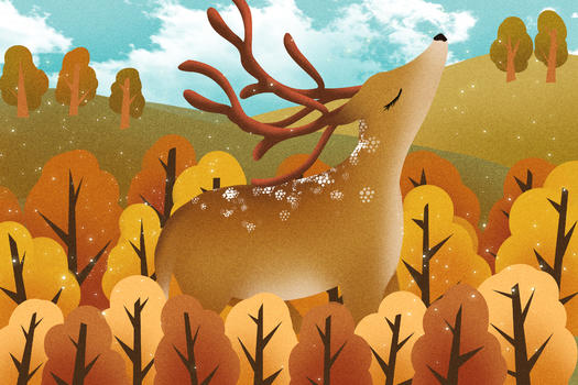 秋天森林里的梅花鹿图片素材免费下载