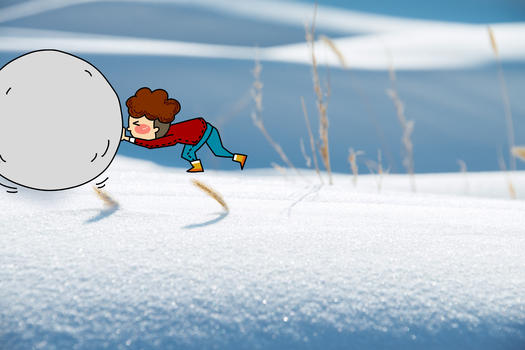 滚雪球创意摄影插画图片素材免费下载