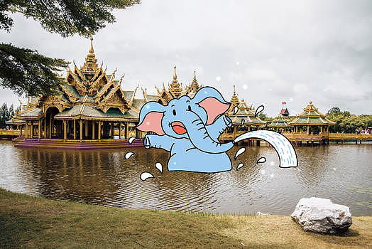 大象戏水创意摄影插画图片素材免费下载