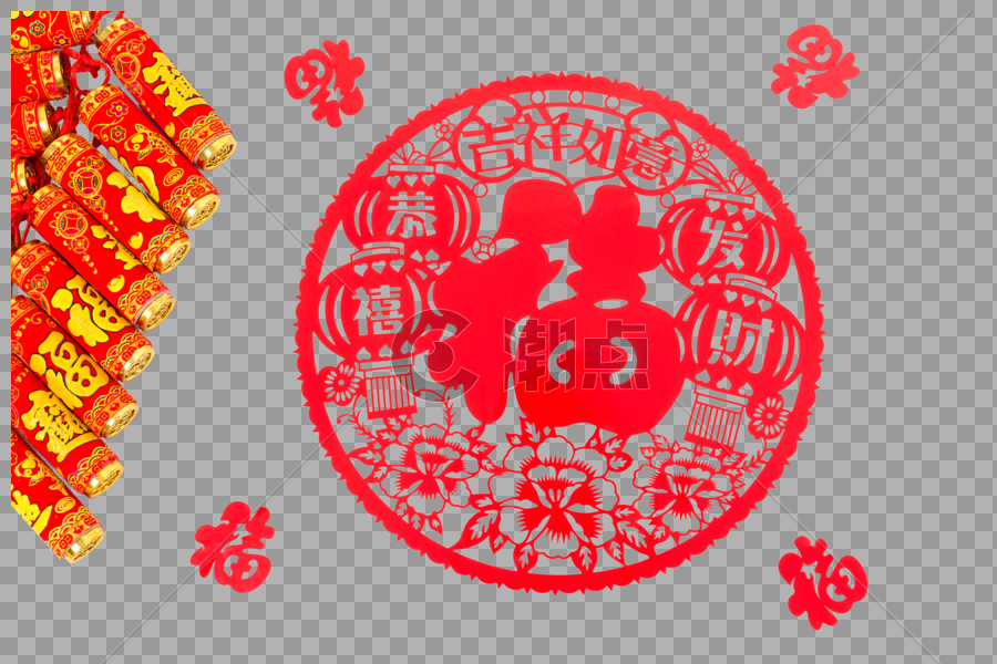 中国春节福字饰品排列摆拍图片素材免费下载