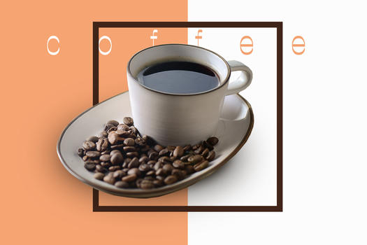 拼色背景的咖啡图片素材免费下载