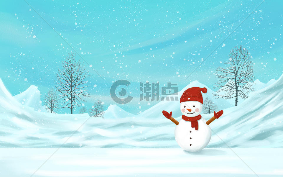 立冬雪地的雪人插画图片素材免费下载