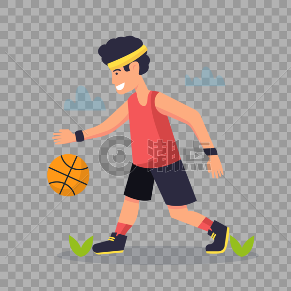 打篮球运动男孩元素图片素材免费下载