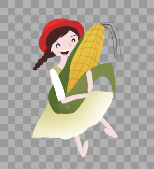 抱着玉米的女孩图片素材免费下载