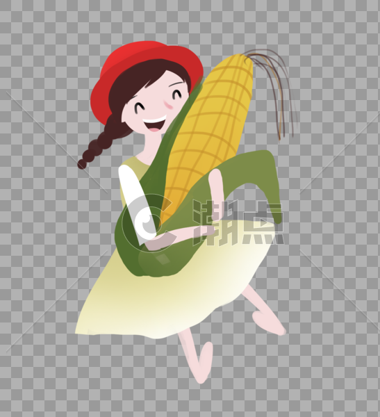 抱着玉米的女孩图片素材免费下载