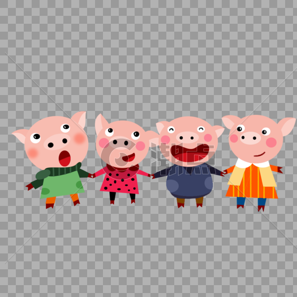猪年猪形象全家福图片素材免费下载