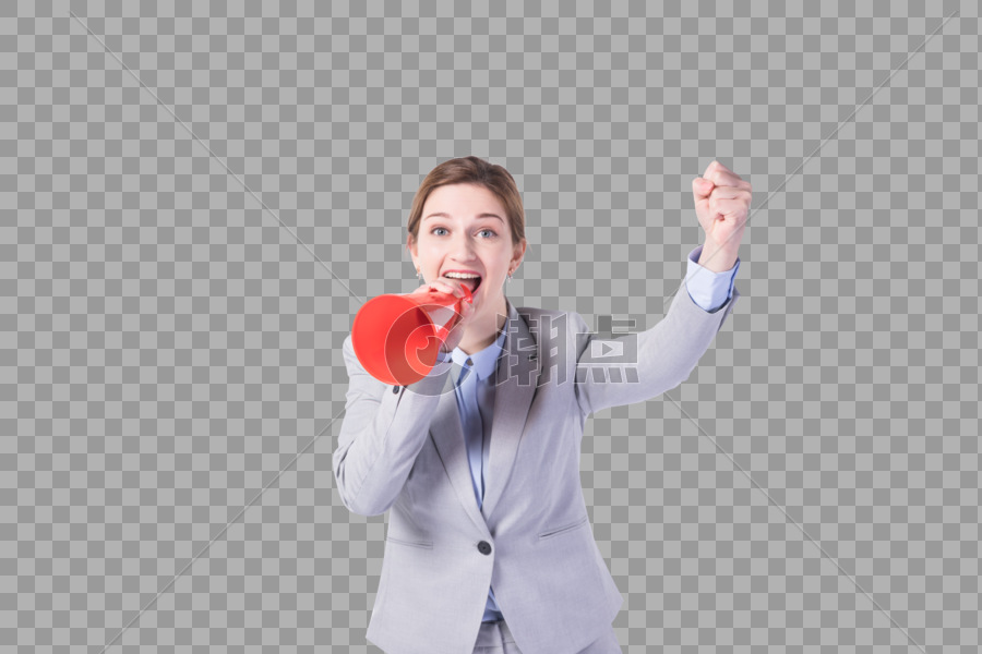 上班族女性用喇叭喊话图片素材免费下载