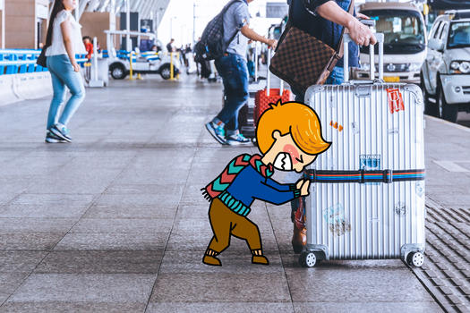 旅行推行李创意摄影插画图片素材免费下载