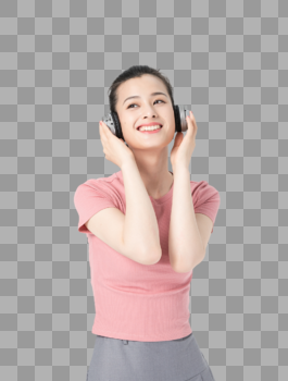 活力青年女性耳机听歌图片素材免费下载