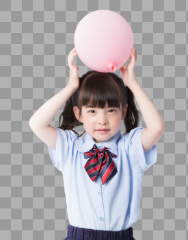 小女孩儿童学生手拿气球图片素材免费下载