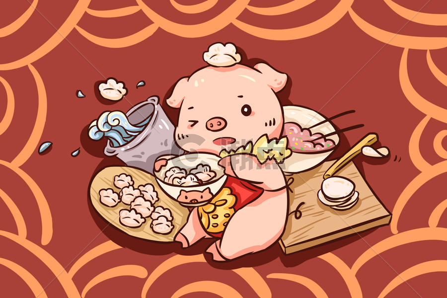 猪年的饺子图片素材免费下载