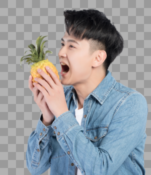 手持菠萝的青年男性图片素材免费下载