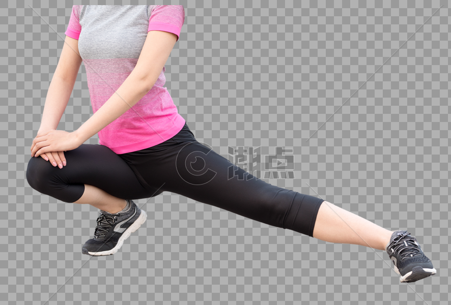 户外运动健身女性蹲下腿部拉伸图片素材免费下载