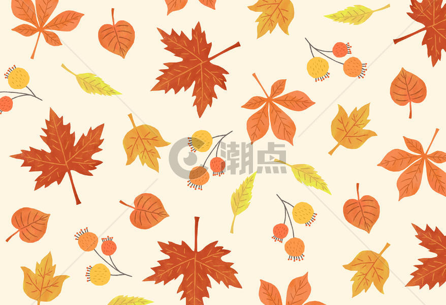 金黄秋叶果实背景插画原画4000 2735图片素材免费下载 编号1155 潮点视频