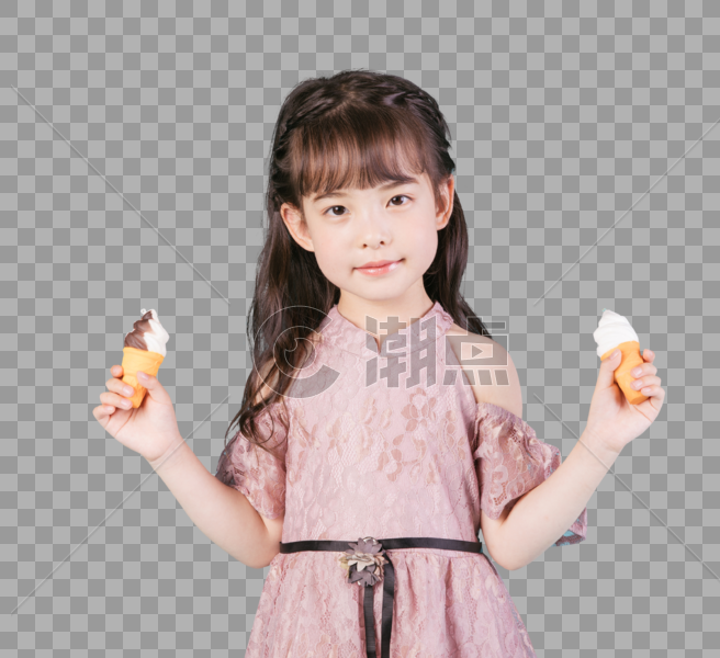 儿童小女孩形象手持冰淇淋雪糕玩具图片素材免费下载