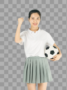 女学生手抱足球图片素材免费下载