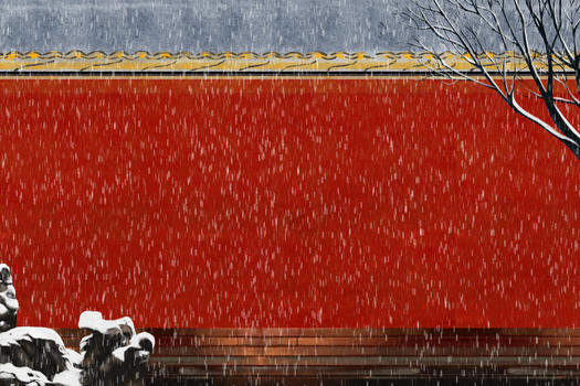 雪中宫墙图片素材免费下载