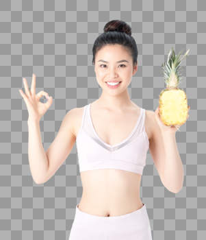 运动健身美女手拿菠萝图片素材免费下载
