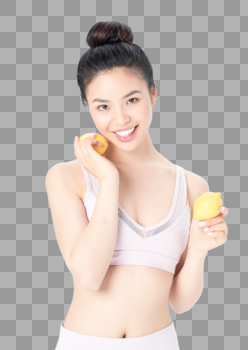 运动健身美女手拿柠檬健康图片素材免费下载