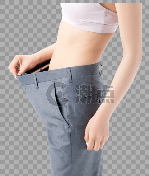 运动美女减肥成功宽松裤子图片素材免费下载