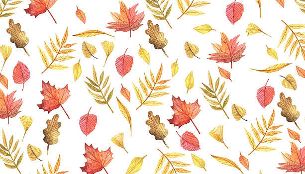 水彩手绘秋天叶子背景图片素材免费下载