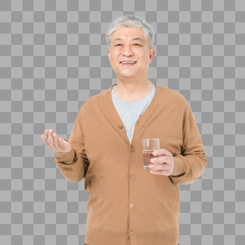 老年男性喝药形象图片素材免费下载