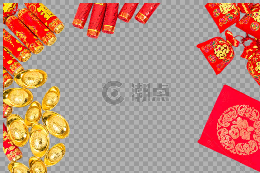 中国春节传统饰品排列摆拍图片素材免费下载