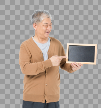 老年男性拿小黑板图片素材免费下载