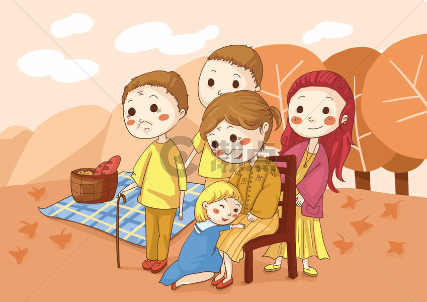 重阳节与家人一起野餐图片素材免费下载
