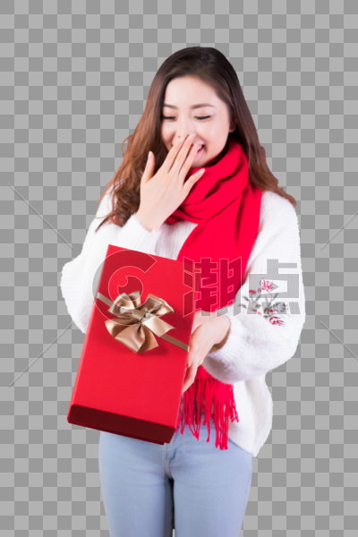 女性手拿礼物盒图片素材免费下载