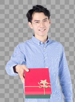 青年男性手持礼物盒图片素材免费下载
