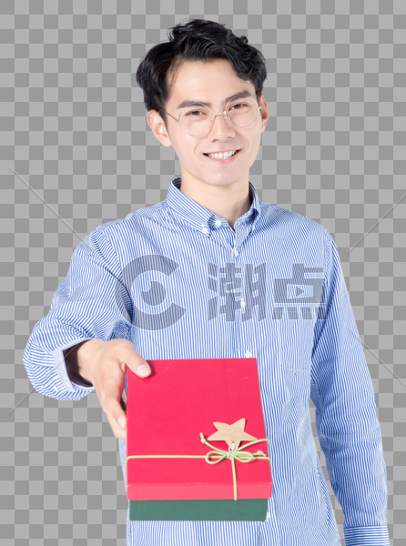 青年男性手持礼物盒图片素材免费下载