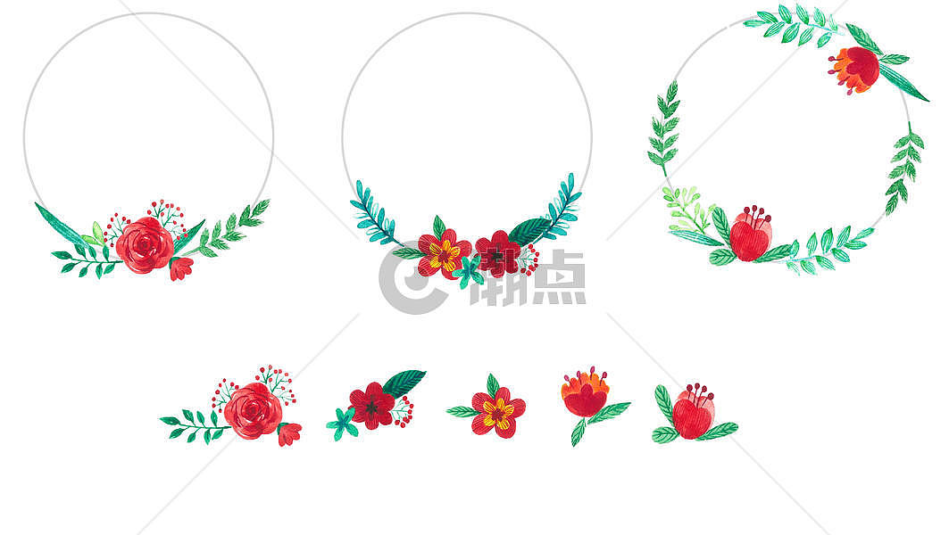 小清新透明水彩花卉边框图片素材免费下载