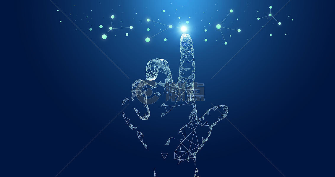 智能手势触碰分子结构图片素材免费下载