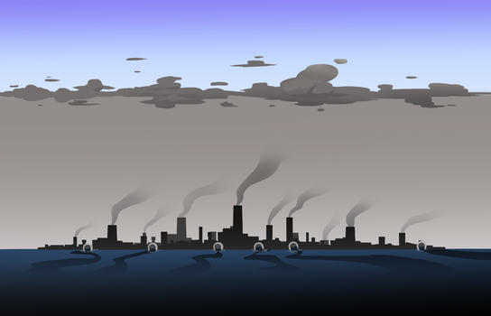 工业污染下天空的海洋图片素材免费下载