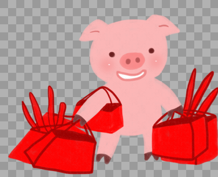 新年猪购物形象图片素材免费下载