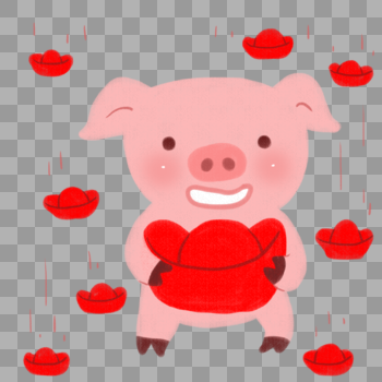 新年猪抱元宝图片素材免费下载