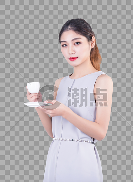 商务套裙女性休息喝咖啡图片素材免费下载