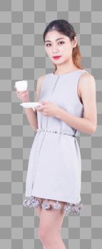 商务套裙女性休息喝咖啡图片素材免费下载