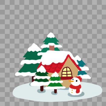 圣诞房屋和树图片素材免费下载